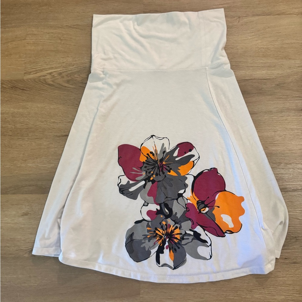 Old Navy High Low Skirt with Floral Design - White, Red, Orange, Gray
